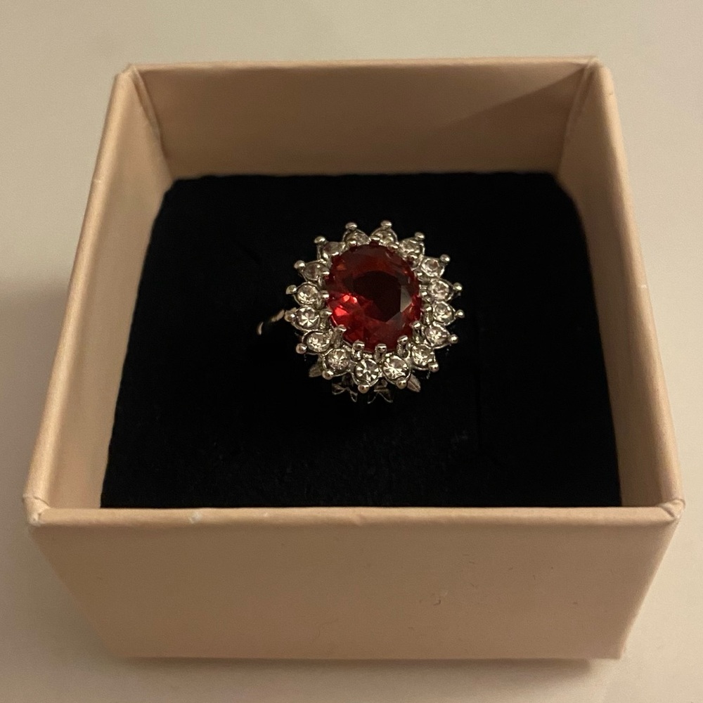 Silver Plated Ruby Zircon Ring - image 2